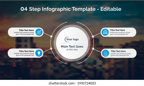 Infographic Design Template - 4 Steps. Graph, Pie chart, workflow layout, cycling diagram, brochure, report, presentation, web design. Editable Vector illustration