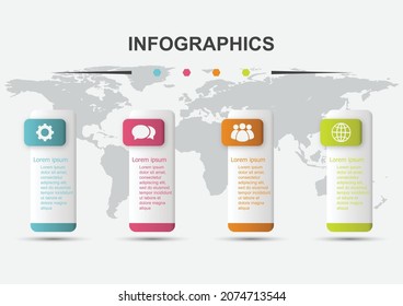 Plantilla de diseño infográfico 4 pasos de banners regulares, vector de stock