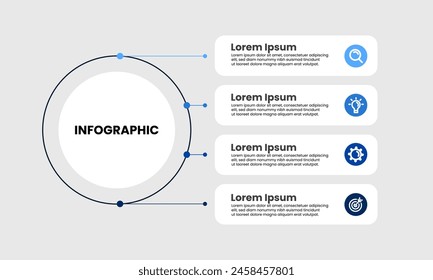 Plantilla de diseño infográfico con 4 pasos, opciones o secciones. Vector