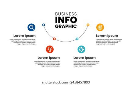 Plantilla de diseño infográfico con 4 pasos, opciones o secciones. Vector