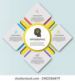Infographic design template with 4 steps, options. can be used for workflow diagram, info chart, web design. vector illustration.