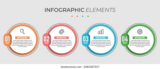 Infographic design template with 4 steps, options. can be used for workflow diagram, info chart, web design. vector illustration.