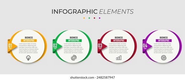 Infographic design template with 4 steps, options. can be used for workflow diagram, info chart, web design. vector illustration.
