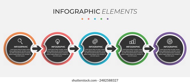 Plantilla de diseño de infografía con 4 pasos, opciones. se puede utilizar para diagrama de flujo de trabajo, infografía, Diseño web. Ilustración vectorial.