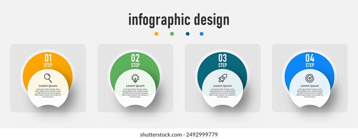 Infographic design template with 4 steps, options. can be used for workflow diagram, info chart, web design. vector illustration.	