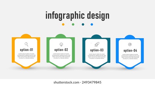 Infographic design template with 4 steps, options. can be used for workflow diagram, info chart, web design. vector illustration.	