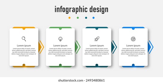 Infographic design template with 4 steps, options. can be used for workflow diagram, info chart, web design. vector illustration.	