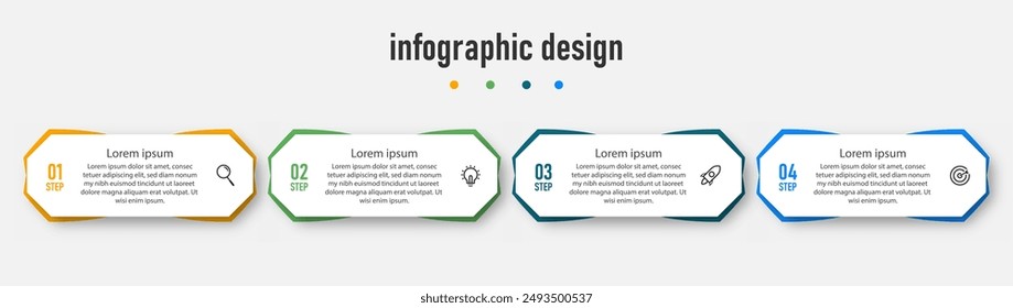 Infographic design template with 4 steps, options. can be used for workflow diagram, info chart, web design. vector illustration.	