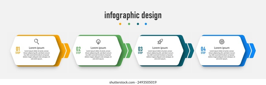 Infographic design template with 4 steps, options. can be used for workflow diagram, info chart, web design. vector illustration.	
