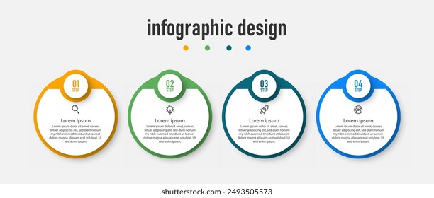 Infographic design template with 4 steps, options. can be used for workflow diagram, info chart, web design. vector illustration.	