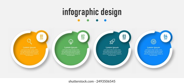 Infographic design template with 4 steps, options. can be used for workflow diagram, info chart, web design. vector illustration.	