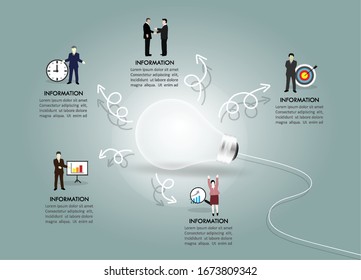 Opciones de plantilla de diseño de infografía 5 e iconos de marketing, el concepto de negocio puede utilizarse para diseño de flujo de trabajo, diagrama, opciones de número, escala de tiempo, pasos, infografía de demostración