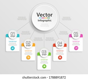 Infographic design template with 5 options, parts, steps or processes. Can be used for workflow layout, diagram, number options, web design