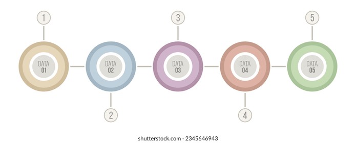 Infographic design template with 5 options, steps or parts. The concept of 5 consecutive stages of the project process. Vector color template. Business concept. Flat vector illustration.