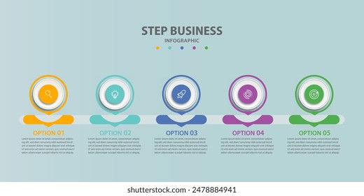 infographic design template with 5 options or steps