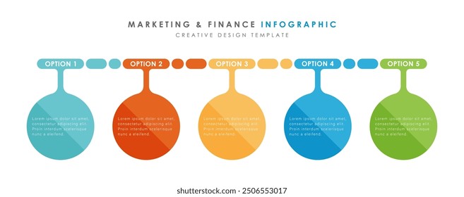 Vorlage für Infografik-Design. 5 Optionen oder Schritte. Trendy Vektordesign