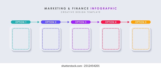 Plantilla de diseño infográfico. 5 opciones o pasos. Diseño de Vector minimalista de moda