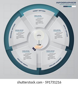 Infographic design template 5 options pie chart and business concept. EPS10.