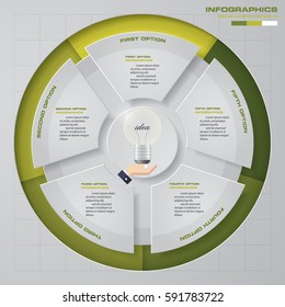 Infographic design template 5 options pie chart and business concept. EPS10.