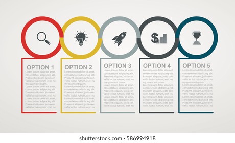 Infographic design template with 5 step structure. Business success concept, flowchart.