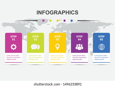 Infographic design template with 5 steps, stock vector