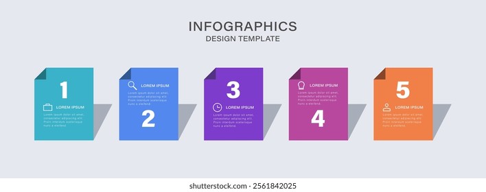 Infographic design template with 5 steps or options.
