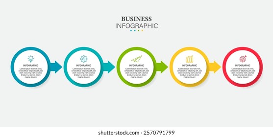 Infographic design template with 5 steps processes. Can be used for presentations banner, workflow layout, process diagram, flow chart, info graph