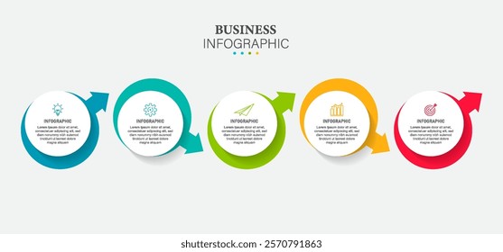 Infographic design template with 5 steps processes. Can be used for presentations banner, workflow layout, process diagram, flow chart, info graph