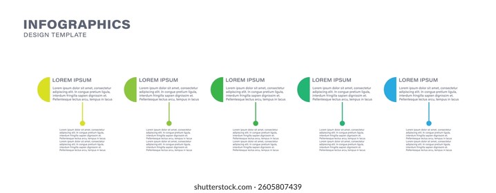Infographic design template with 5 steps or options. Minimalistic vector design