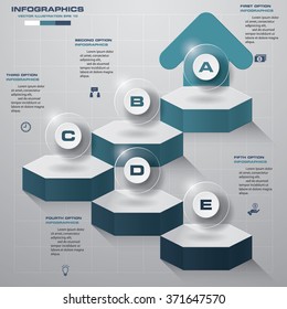 Infographic design template with 5 steps structure up arrow, Business concept with 5 options pieces