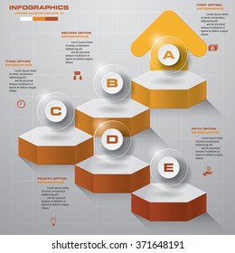 Infographic design template with 5 steps structure up arrow, Business concept with 5 options pieces
