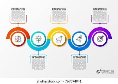 Infographic design template with 5 steps. Timeline. Vector illustration