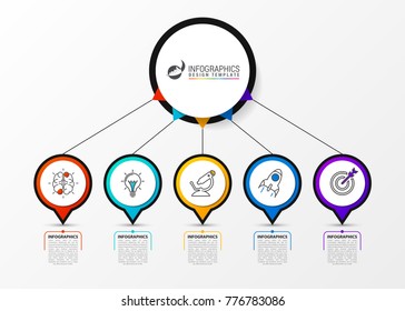 Infographic design template with 5 steps. Vector illustration