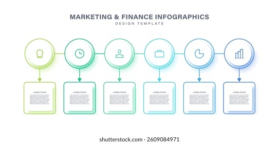 Infographic Design Template with 6 Option or Steps and Icons and Text