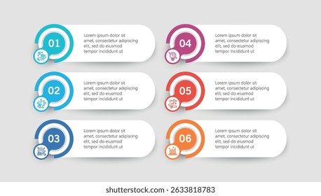 Infographic design template with 6 options, steps