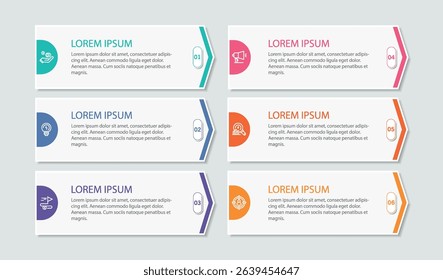 Infographic design template with 6 options, steps	
