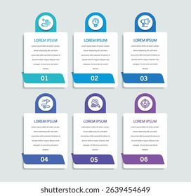 Infographic design template with 6 options, steps	
