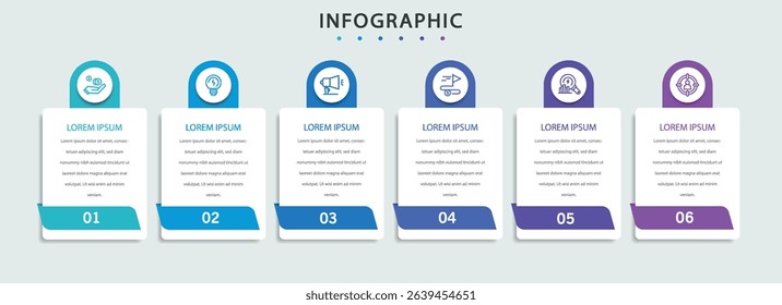 Infographic design template with 6 options, steps	
