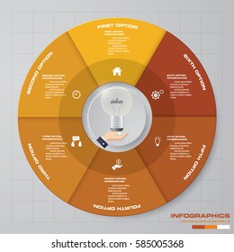 Infographic design template 6 options pie chart and business concept. Can be used for work flow layout, diagram, number options. EPS10.