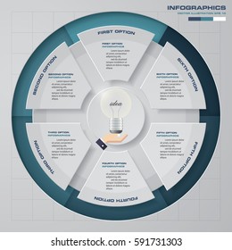 Infographic design template 6 options pie chart and business concept. EPS10.