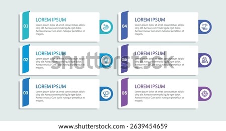 Infographic design template with 6 options, steps	
