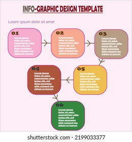 Plantilla de diseño infográfico. 6 pasos. colores diferentes. simple. vector