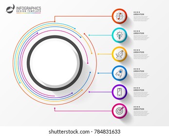 Infographic design template with 6 steps. Business concept. Vector illustration