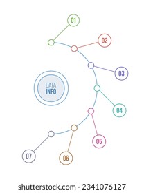 Infographic design template with 7 options, steps or parts. Vector different colors template. Business concept. Can be used for process diagram, presentations, workflow layout, flow chart, info graph.