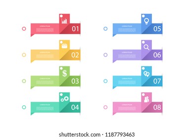 Infographic design template with 8 options or step. Suitable for business, education, technology, and various types of presentations. Vector illustration eps10