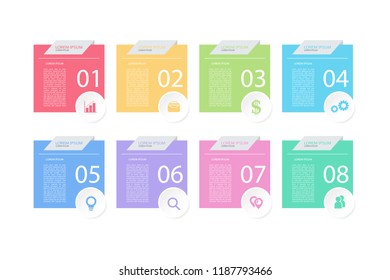 Infographic design template with 8 options or step. Suitable for business, education, technology, and various types of presentations. Vector illustration eps10