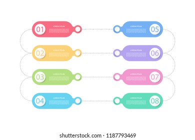 Infographic design template with 8 options or step. Suitable for business, education, technology, and various types of presentations. Vector illustration eps10