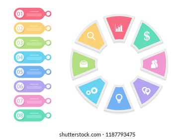 Infographic design template with 8 options or step. Suitable for business, education, technology, and various types of presentations. Vector illustration eps10