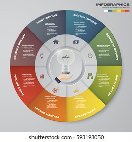 Infographic design template 8 options pie chart and business concept. EPS10.