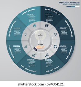 Infographic design template 8 options pie chart and business concept. EPS10.